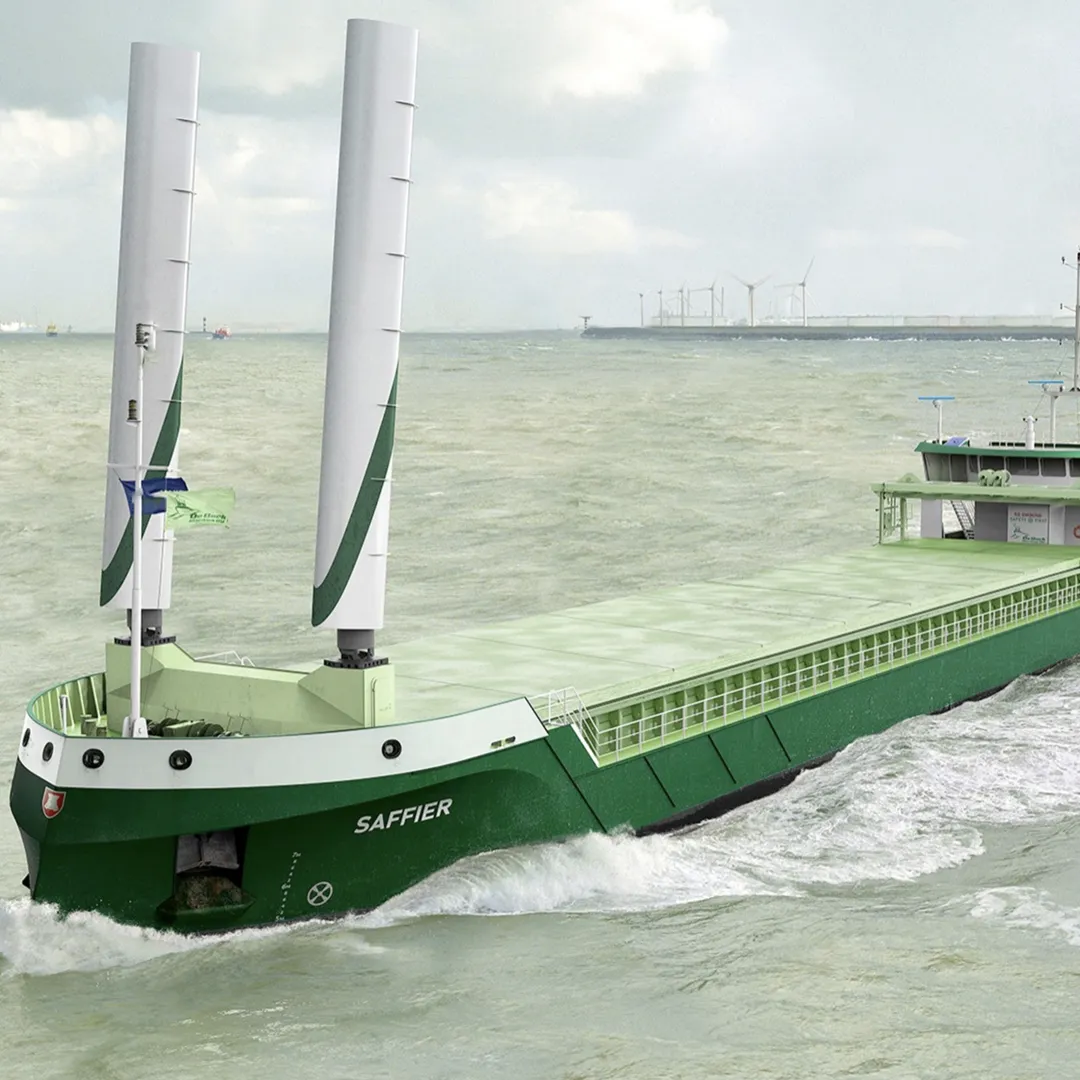 This coastal vessel is equipped with a CFD-optimized ship propeller.