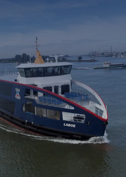 The electric ferry in this image serves as a reference for efficiency improvement.