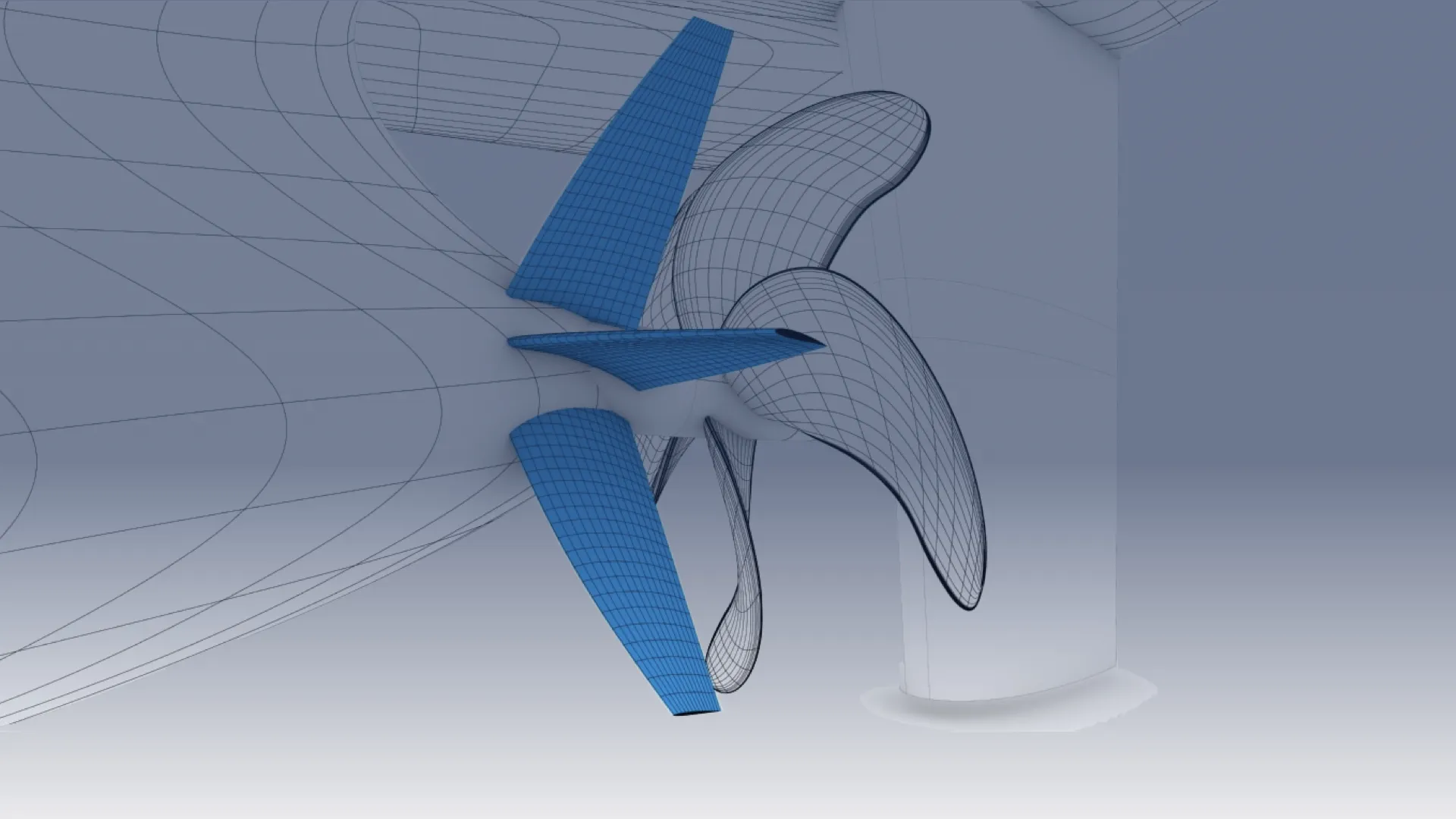 The Pre-Swirl Stator (PSS), an Energy Saving Device (ESD) for ships, has fins positioned before the propeller.