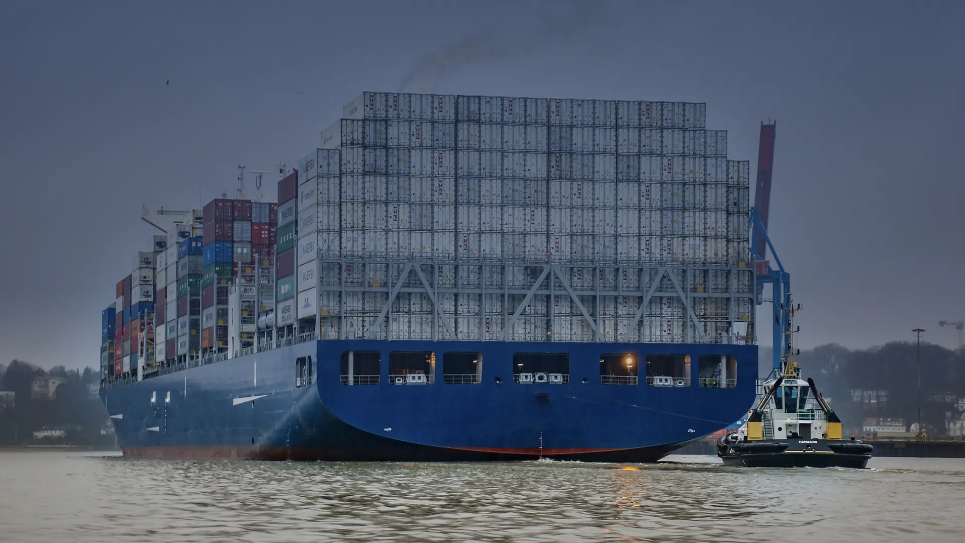 This symbolic, polluted ship showcases products for CO2, NOx, and PM emission reduction.