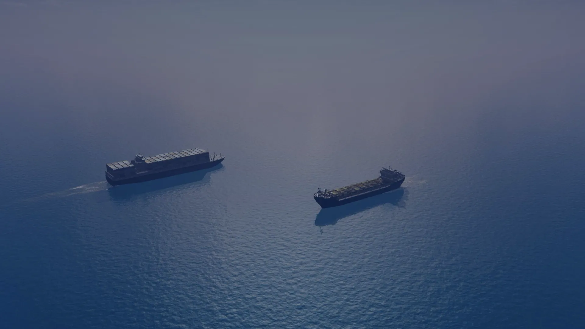 Container ship and cargo ship on open sea as a symbol for Inventory of Hazardous Materials (IHM) services.